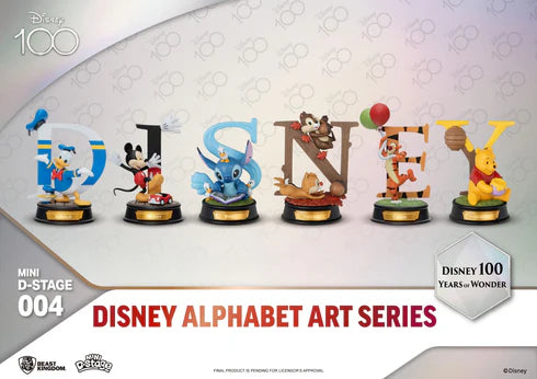 Disney 100 Years of Wonder Disney Alphabet Art Mini Diorama Statues 6-pack