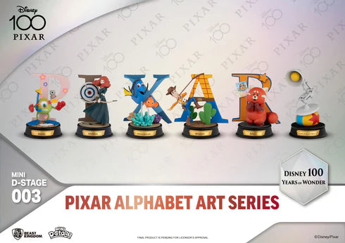 Disney 100 Years of Wonder Pixar Alphabet Art Mini Diorama Statues 6-pack