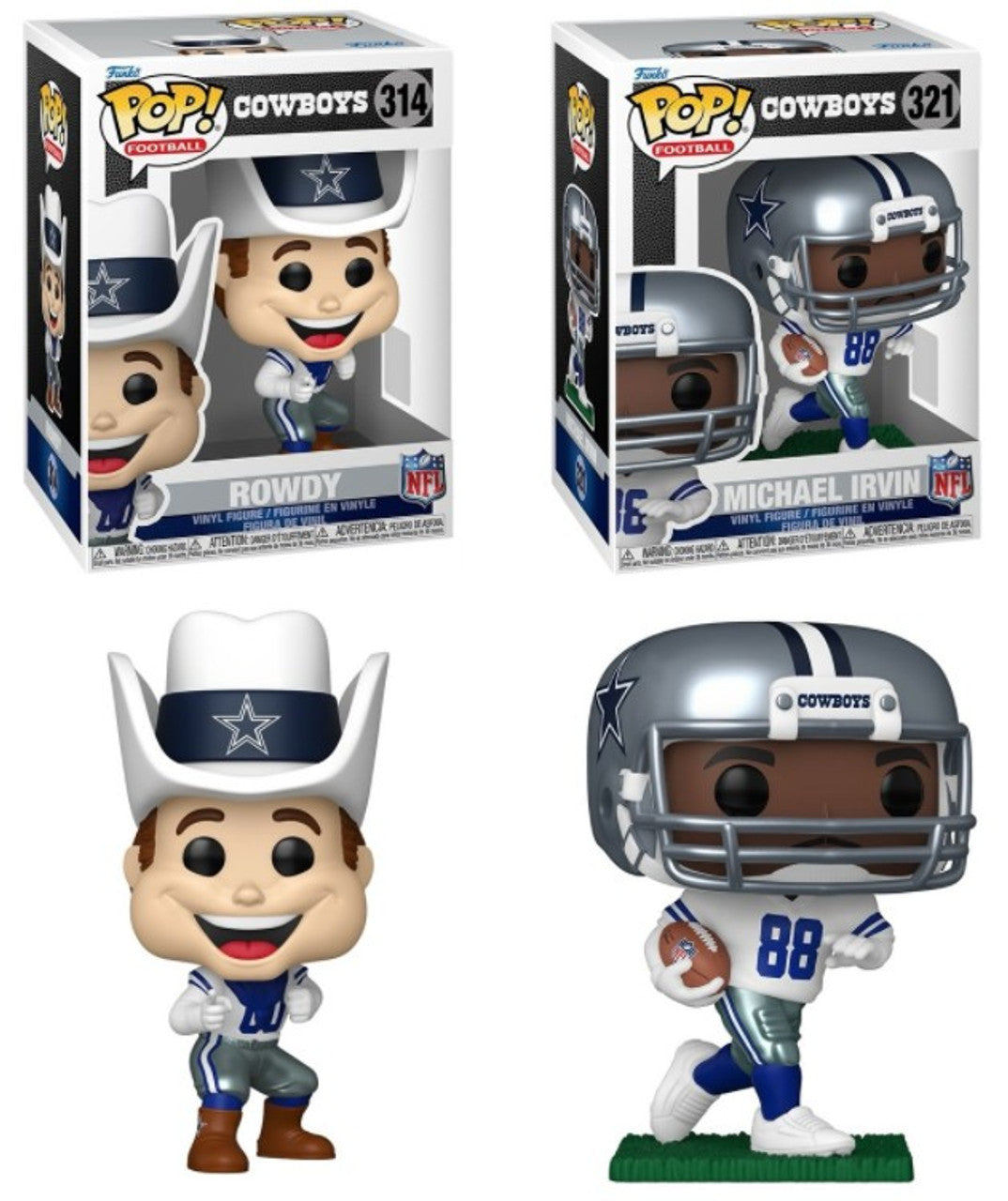 Pop! NFL Combo Michael Irvin & Rowdy Mascot Dallas Cowboys
