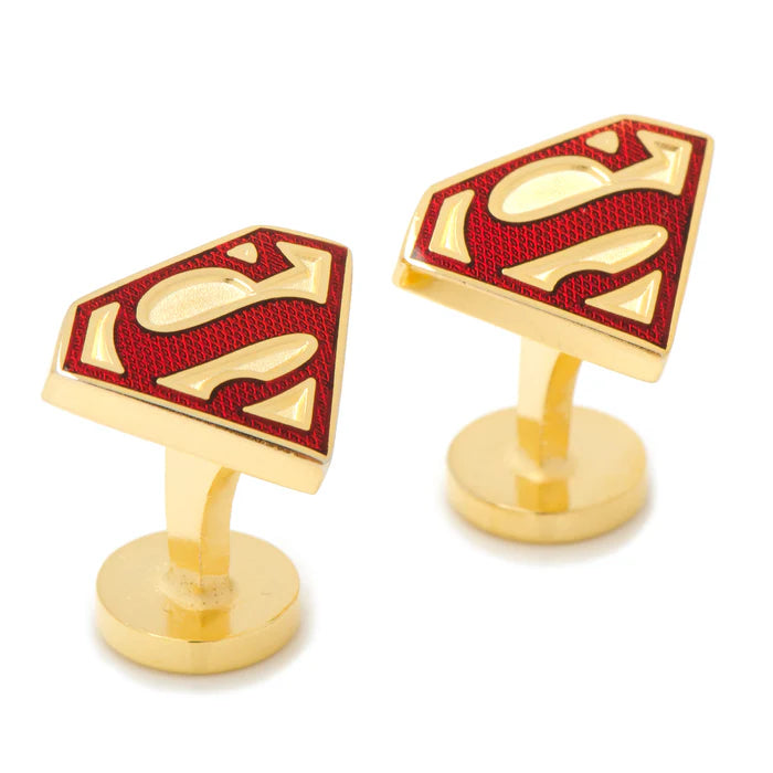 Gold Enamel Superman Shield Cufflinks