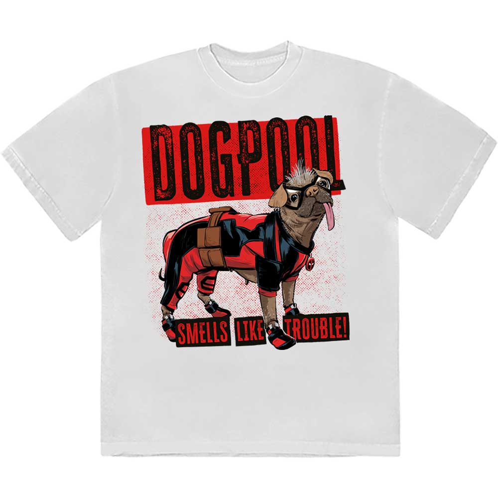 MARVEL COMICS DEADPOOL DOGPOOL SMELLS LIKE TROUBLE T-SHIRT