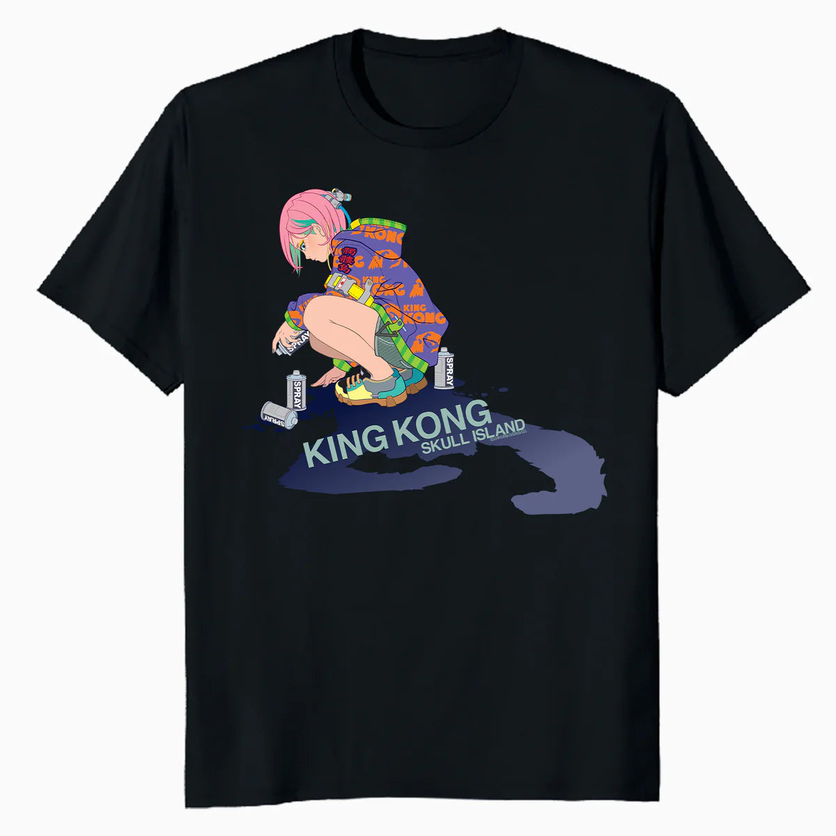 King Kong Skull Island Mitsume Graffiti Spray Anime Classic Official Men's T-Shirt