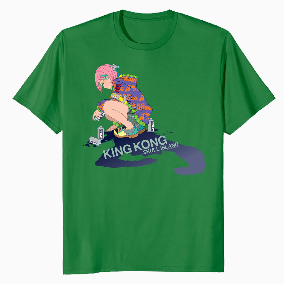 King Kong Skull Island Mitsume Graffiti Spray Anime Classic Official Men's T-Shirt