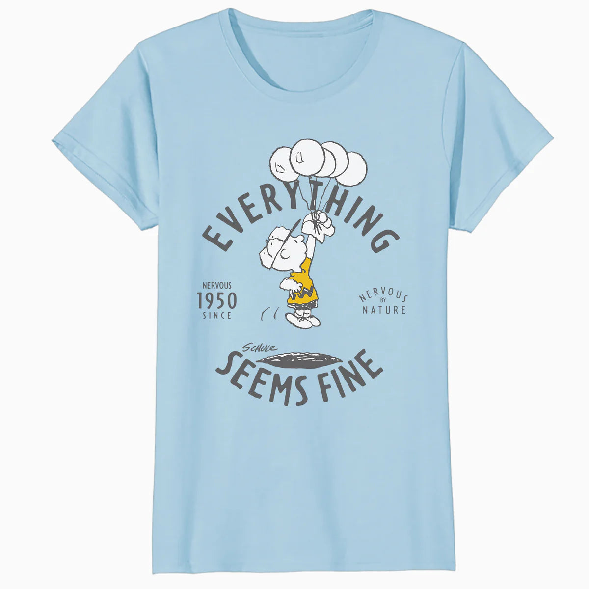 Peanuts Charlie Brown Bad Day Bright Side Lol Nervous Stressed Retro Official Women's SKINNY FIT T-Shirt