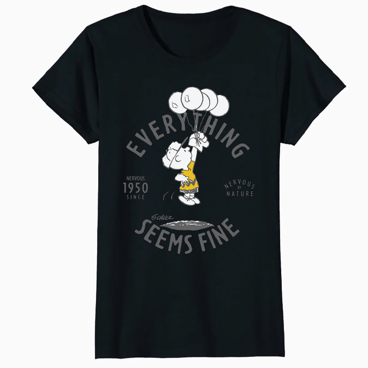 Peanuts Charlie Brown Bad Day Bright Side Lol Nervous Stressed Retro Official Women's SKINNY FIT T-Shirt