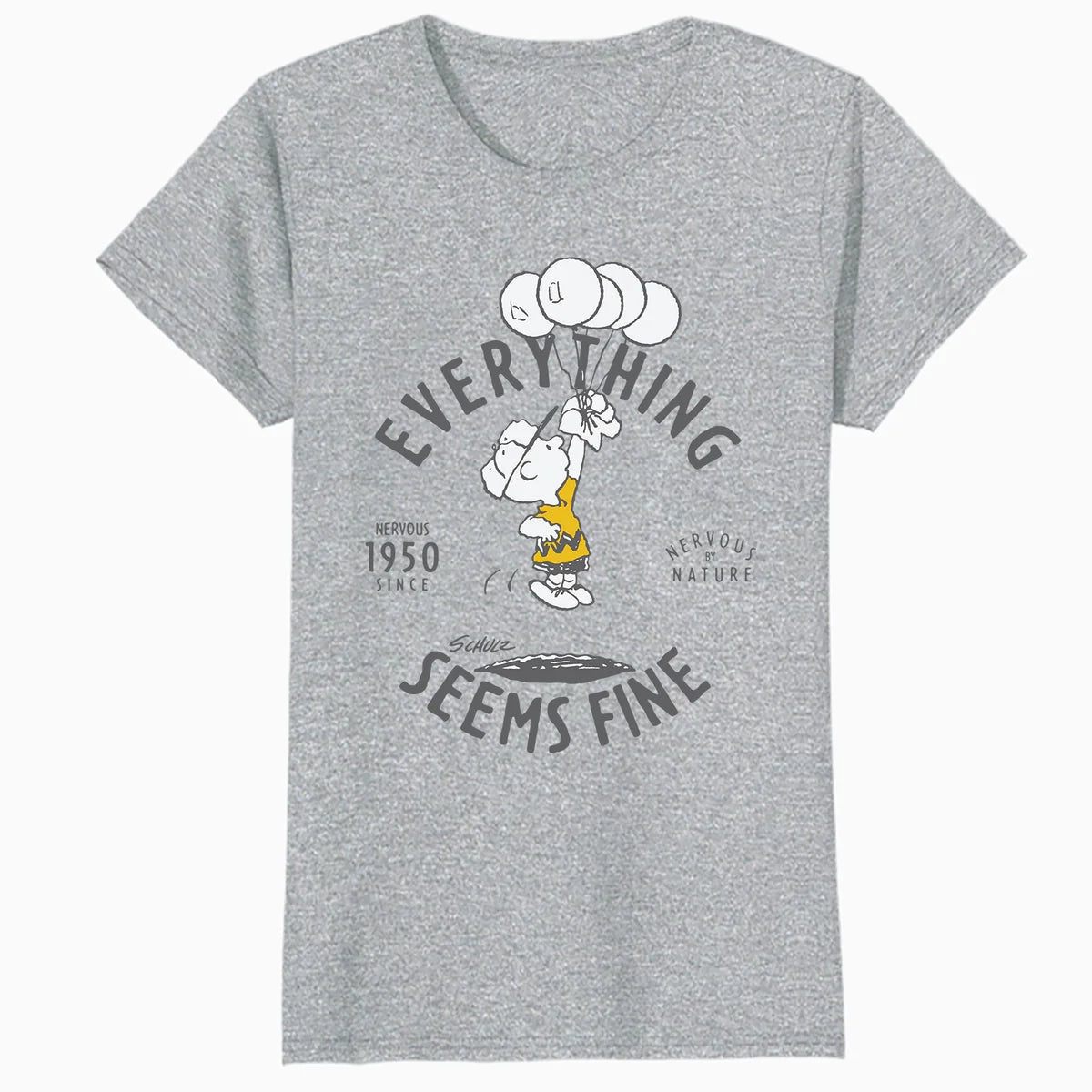 Peanuts Charlie Brown Bad Day Bright Side Lol Nervous Stressed Retro Official Women's SKINNY FIT T-Shirt