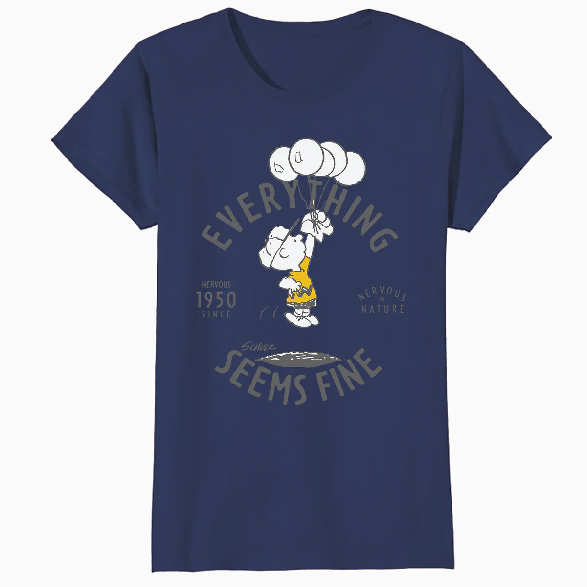 Peanuts Charlie Brown Bad Day Bright Side Lol Nervous Stressed Retro Official Women's SKINNY FIT T-Shirt