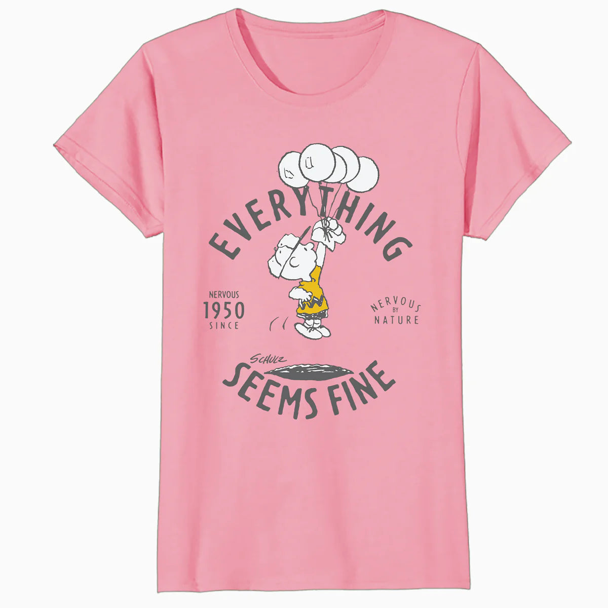 Peanuts Charlie Brown Bad Day Bright Side Lol Nervous Stressed Retro Official Women's SKINNY FIT T-Shirt