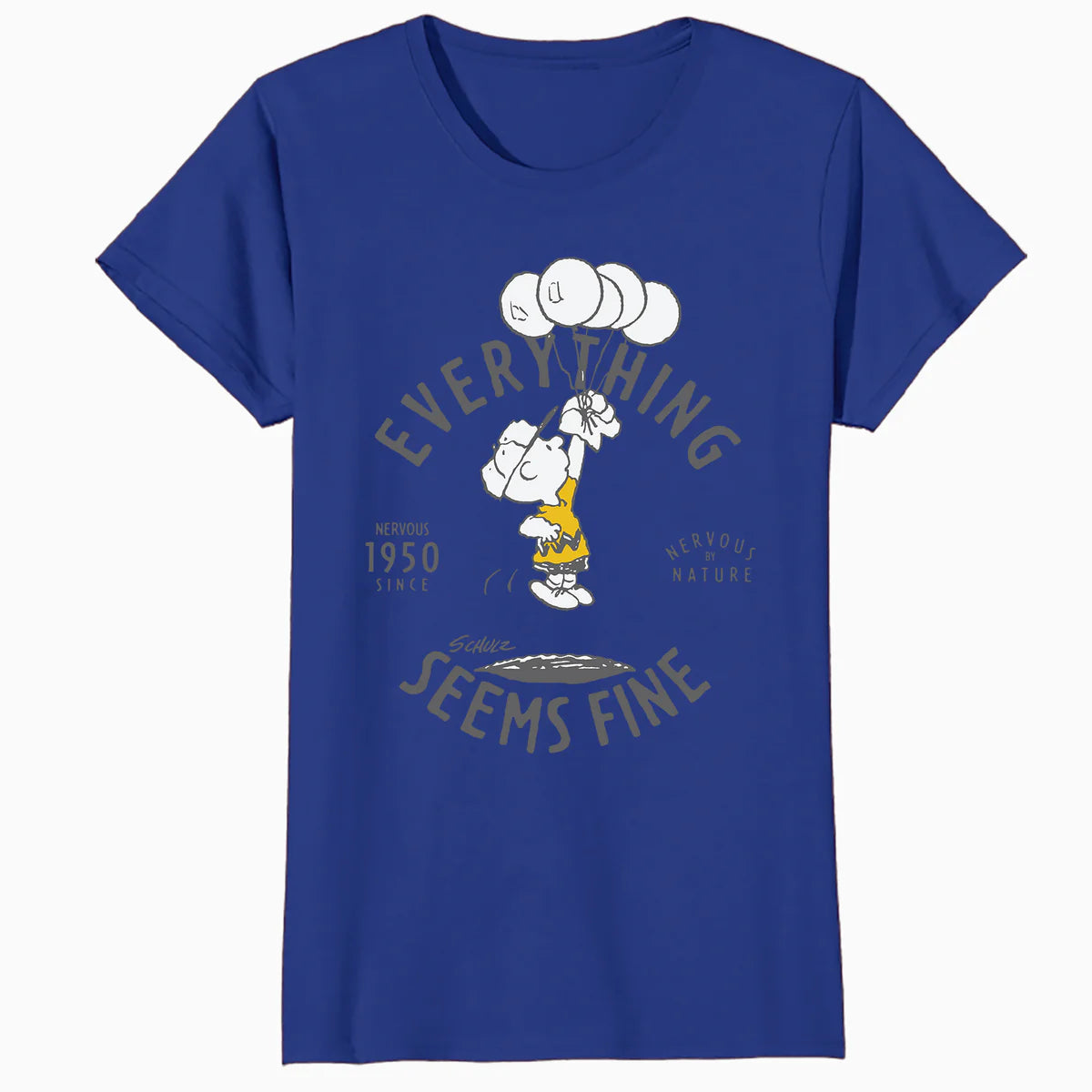 Peanuts Charlie Brown Bad Day Bright Side Lol Nervous Stressed Retro Official Women's SKINNY FIT T-Shirt