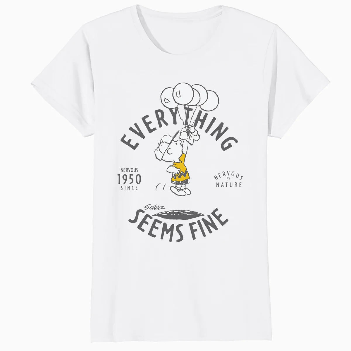 Peanuts Charlie Brown Bad Day Bright Side Lol Nervous Stressed Retro Official Women's SKINNY FIT T-Shirt