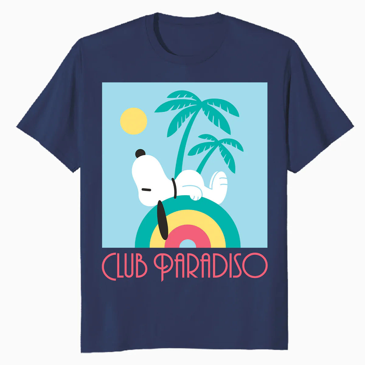 Peanuts Snoopy Art Deco Club Paradiso Summer Palm Beach Fun Retro Official Men's T-Shirt