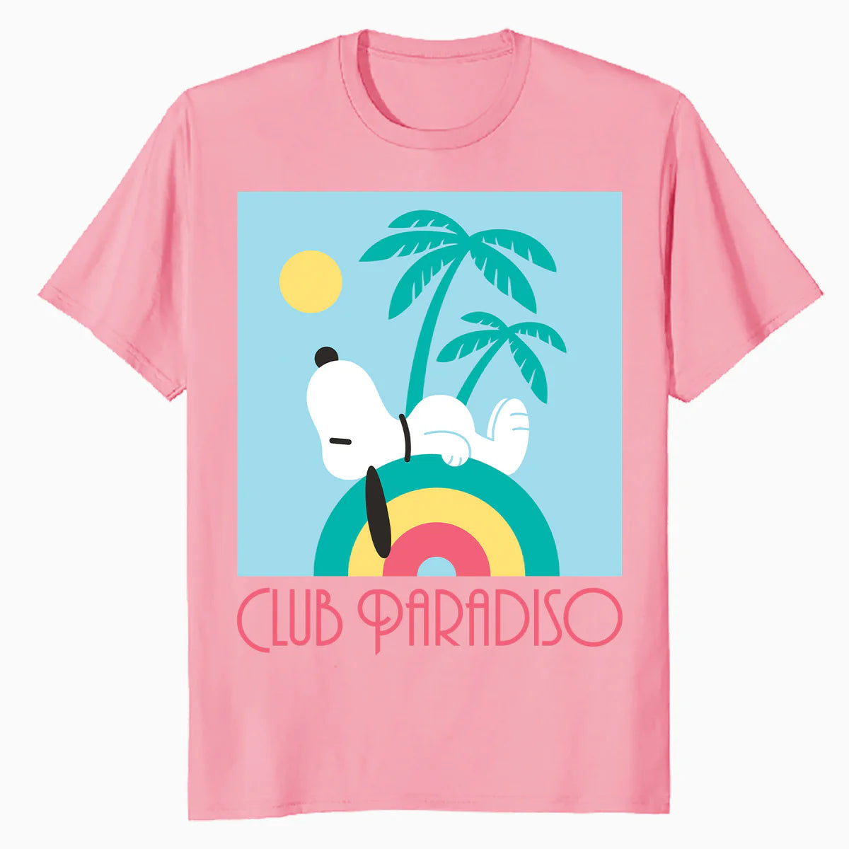 Peanuts Snoopy Art Deco Club Paradiso Summer Palm Beach Fun Retro Official Men's T-Shirt