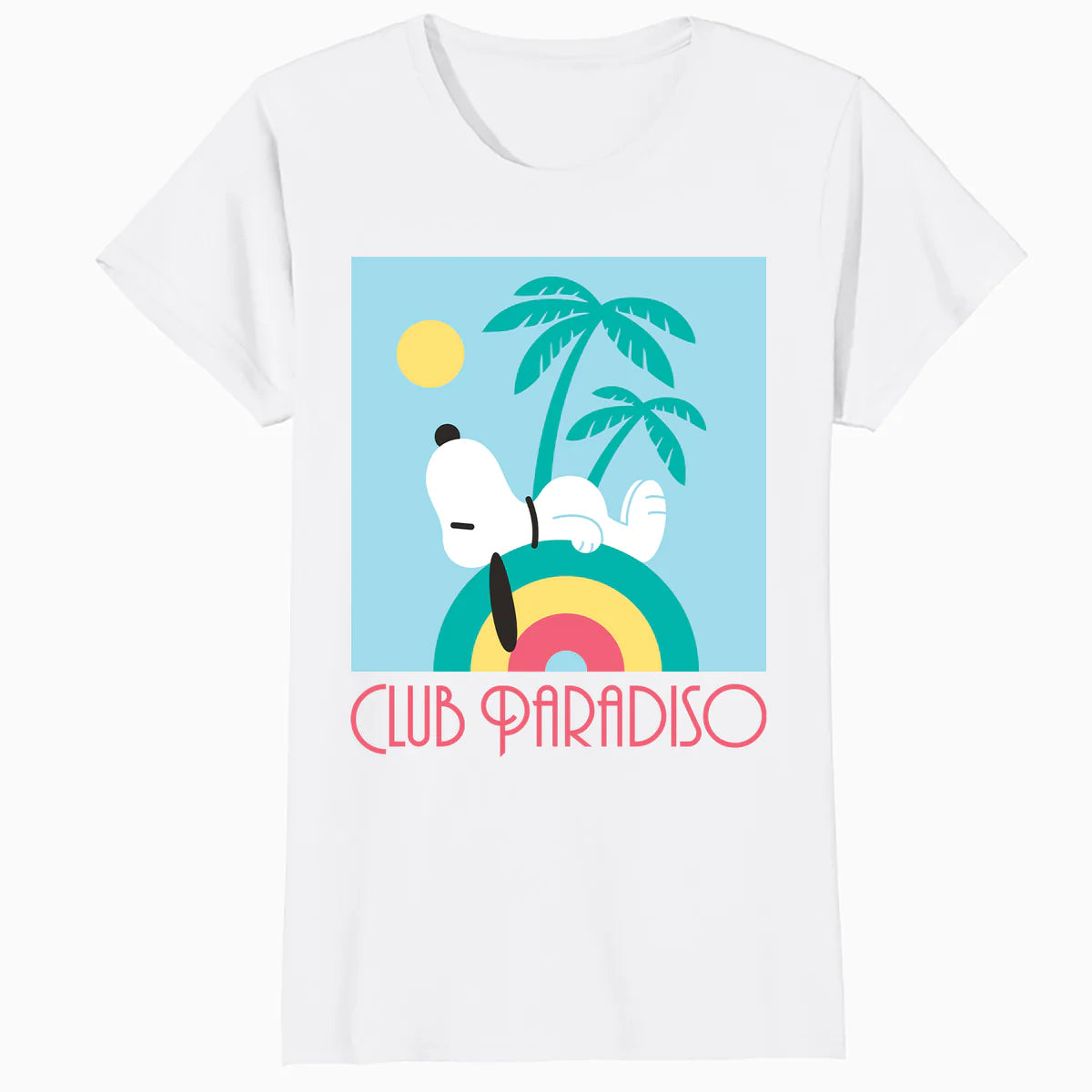 Peanuts Snoopy Art Deco Club Paradiso Summer Palm Beach Fun Retro Official Women's T-Shirt