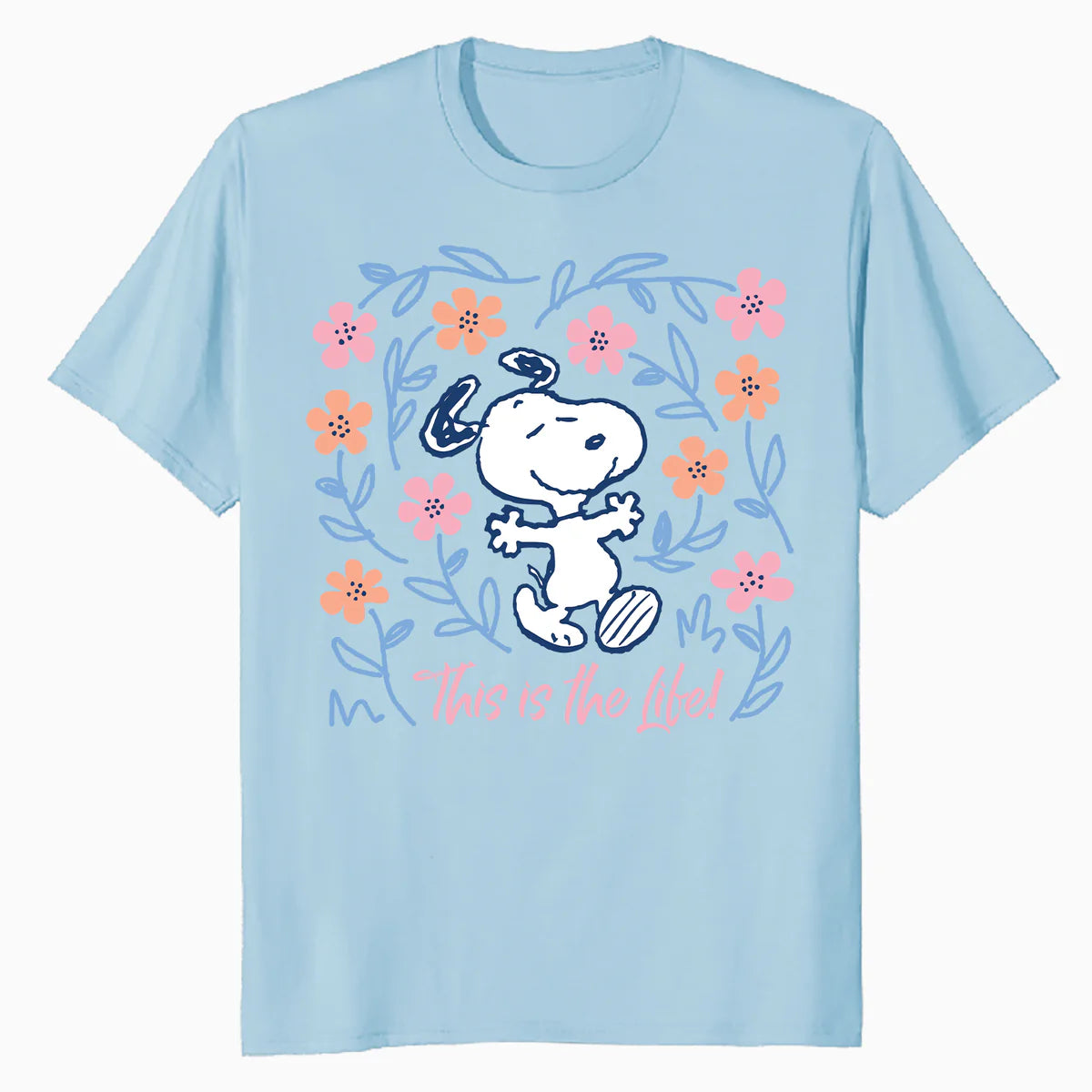 Peanuts Snoopy Good Life Spring Flowers Summer Happy Fun Nature Retro Official Men's T-Shirt