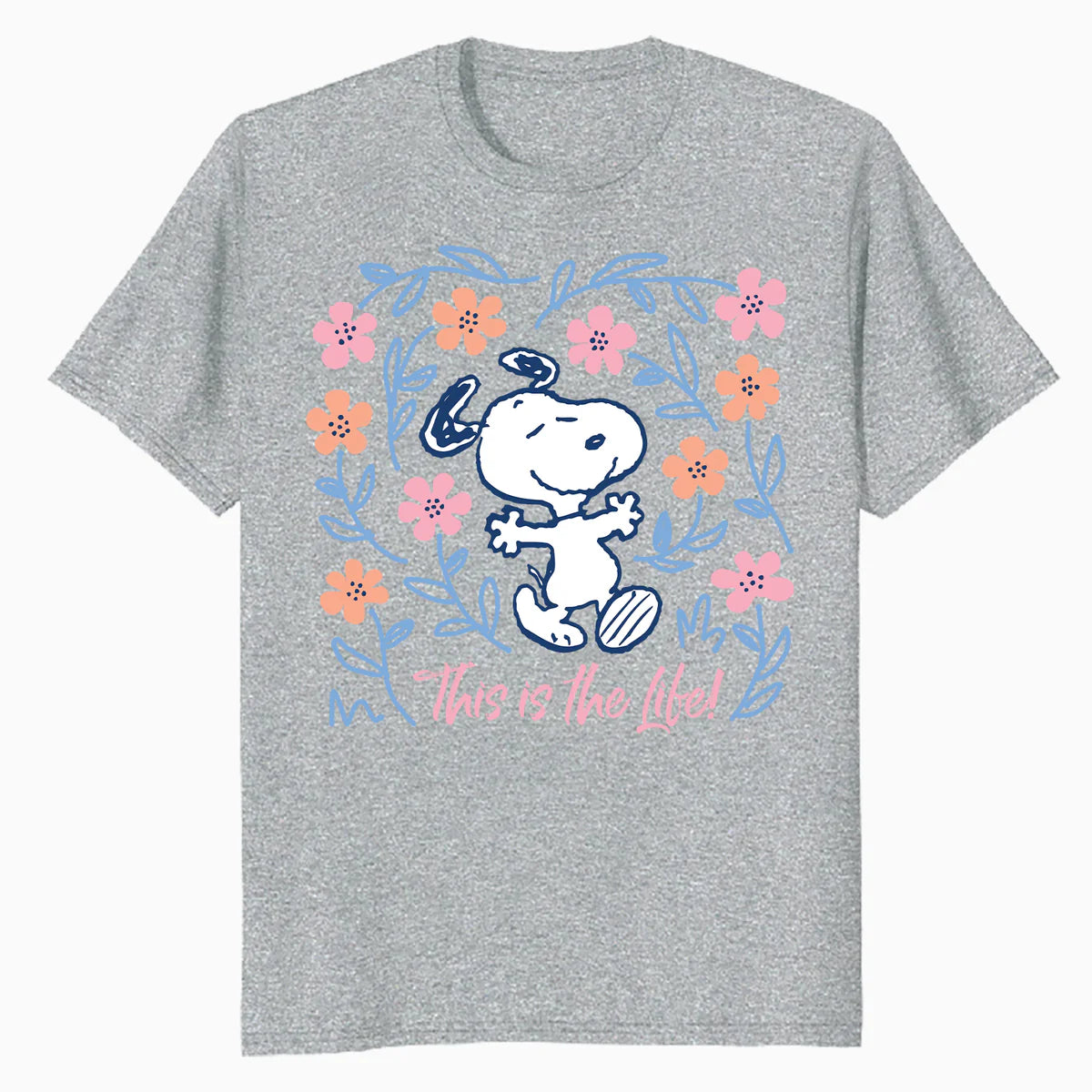 Peanuts Snoopy Good Life Spring Flowers Summer Happy Fun Nature Retro Official Men's T-Shirt