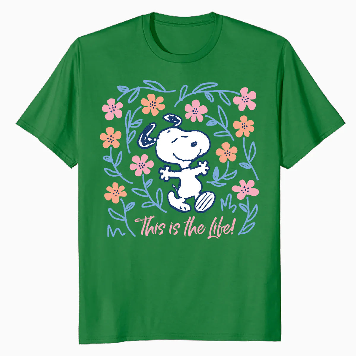 Peanuts Snoopy Good Life Spring Flowers Summer Happy Fun Nature Retro Official Men's T-Shirt