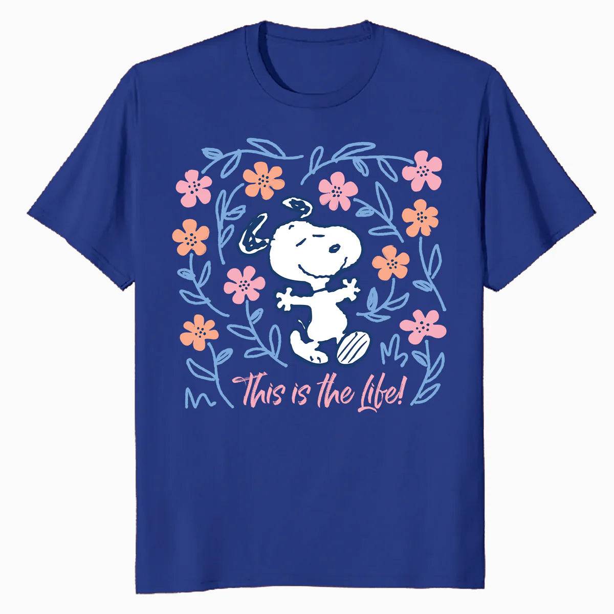 Peanuts Snoopy Good Life Spring Flowers Summer Happy Fun Nature Retro Official Men's T-Shirt