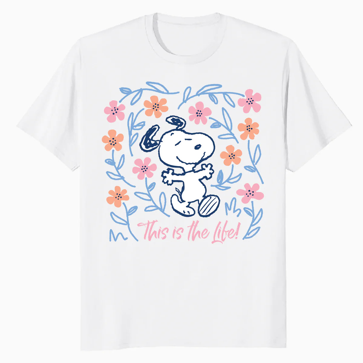 Peanuts Snoopy Good Life Spring Flowers Summer Happy Fun Nature Retro Official Men's T-Shirt
