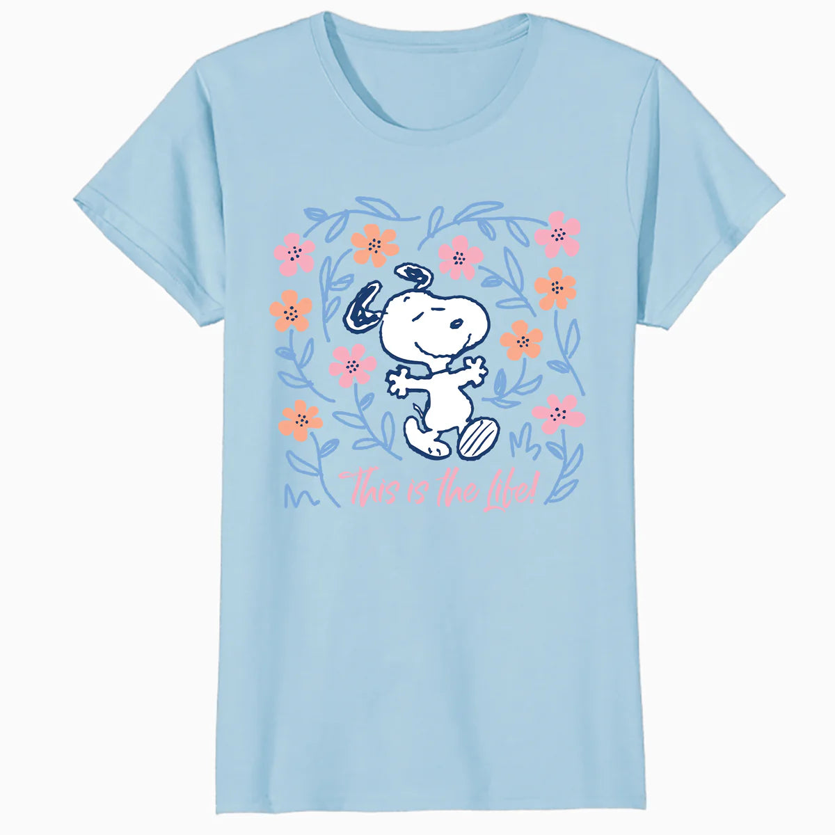 Peanuts Snoopy Good Life Spring Flowers Summer Happy Fun Nature Retro Official Women's SKINNY FIT T-Shirt