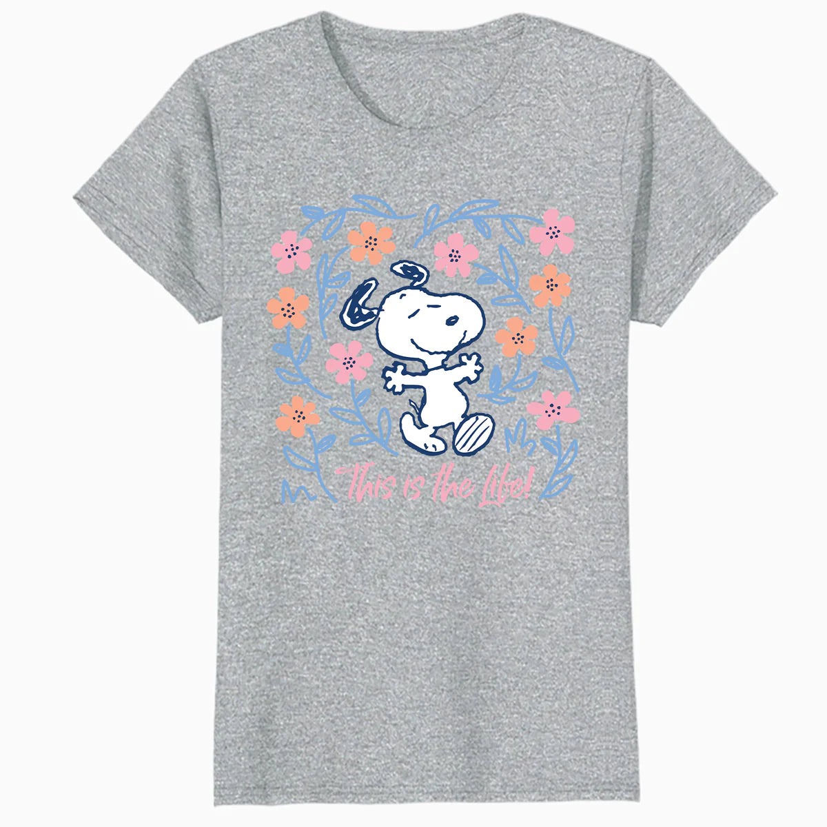 Peanuts Snoopy Good Life Spring Flowers Summer Happy Fun Nature Retro Official Women's SKINNY FIT T-Shirt