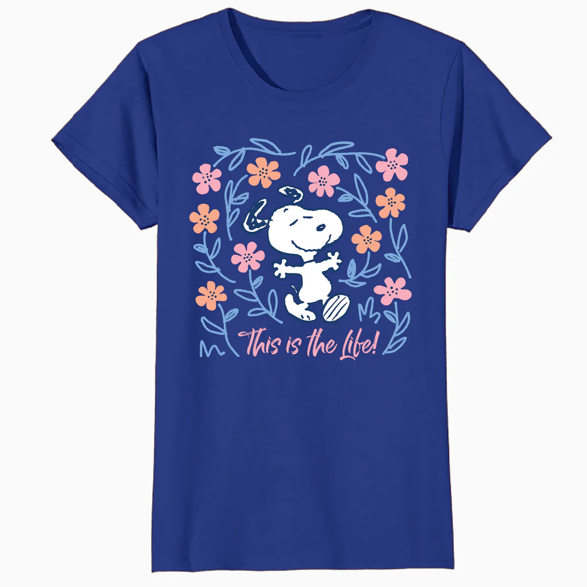 Peanuts Snoopy Good Life Spring Flowers Summer Happy Fun Nature Retro Official Women's SKINNY FIT T-Shirt