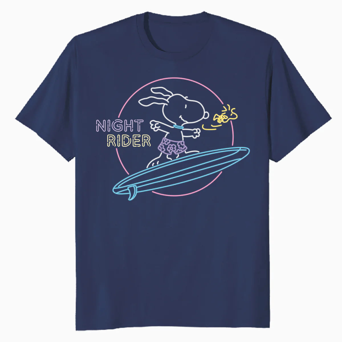 Peanuts Snoopy Neon Synthwave Night Rider Summer Surf Beach Retro Official Men's T-Shirt