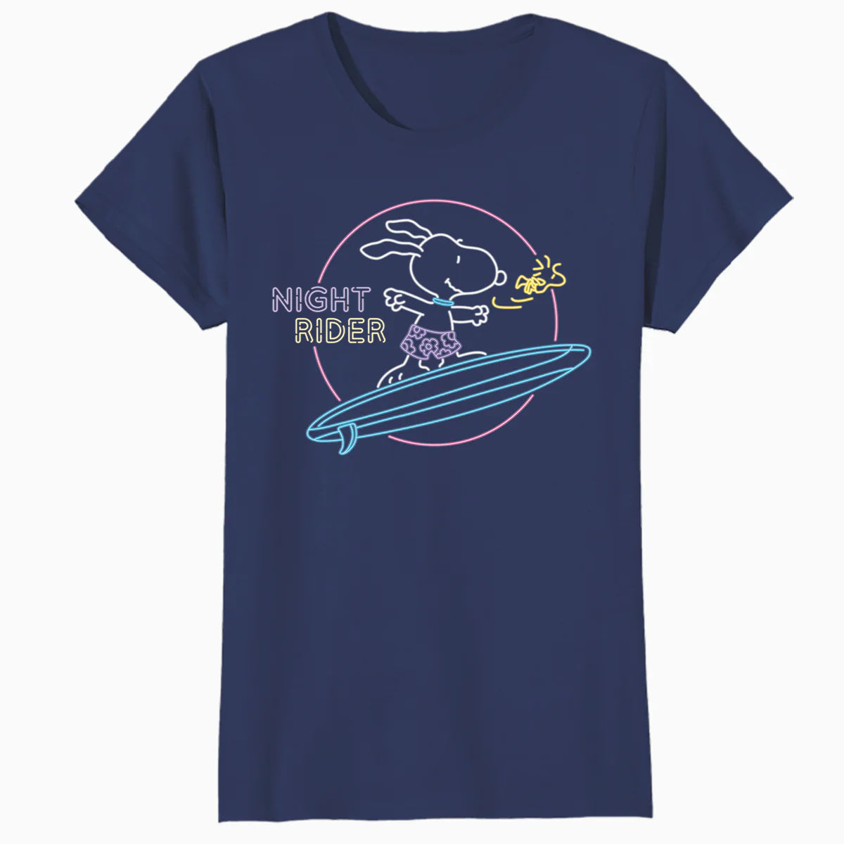 Peanuts Snoopy Neon Synthwave Night Rider Summer Surf Beach Retro Official Women's T-Shirt