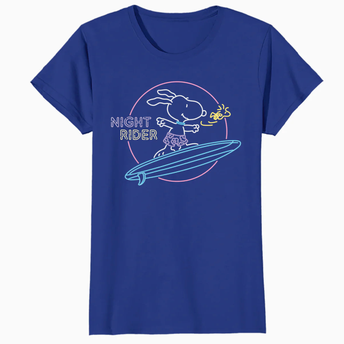 Peanuts Snoopy Neon Synthwave Night Rider Summer Surf Beach Retro Official Women's T-Shirt