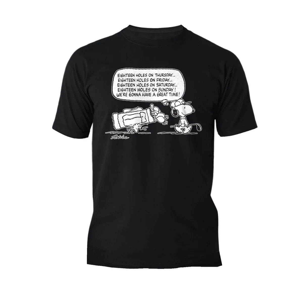 Peanuts Snoopy Woodstock Funny Golf Eighteen Holes Quote Retro Official Men's T-Shirt