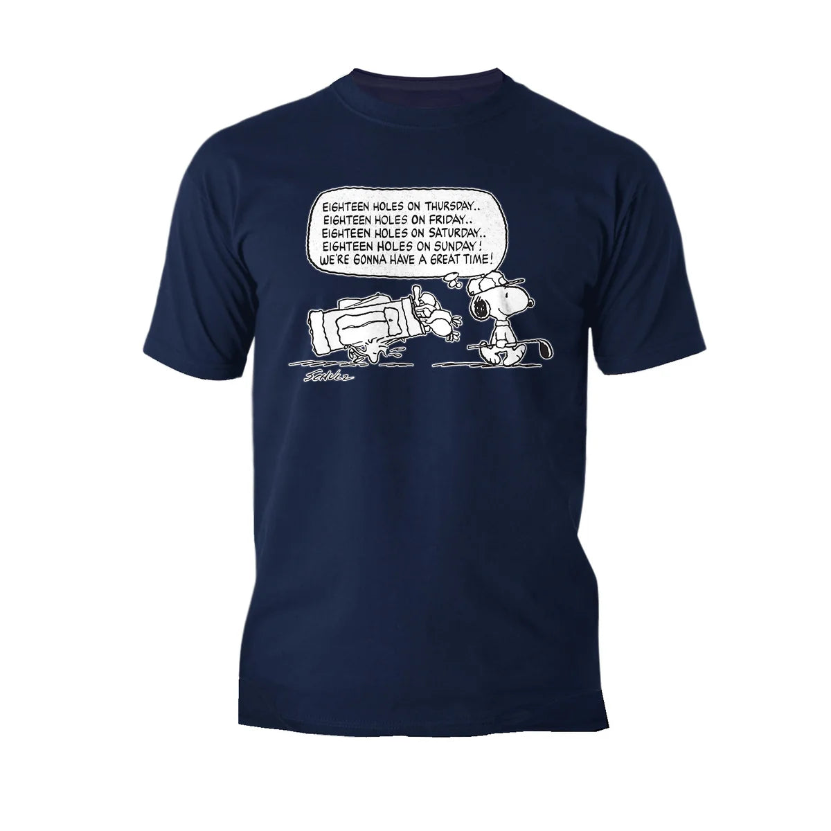 Peanuts Snoopy Woodstock Funny Golf Eighteen Holes Quote Retro Official Men's T-Shirt