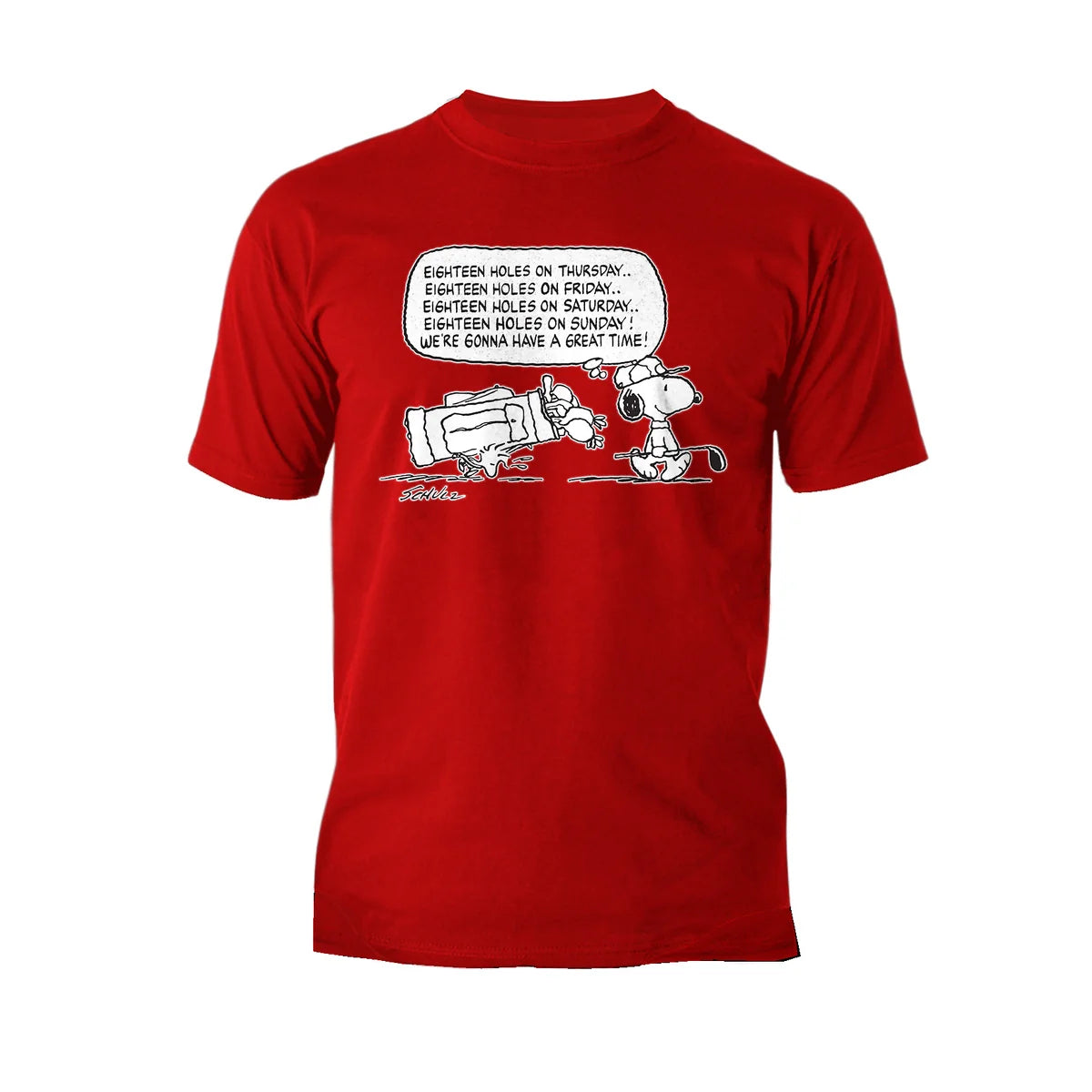 Peanuts Snoopy Woodstock Funny Golf Eighteen Holes Quote Retro Official Men's T-Shirt