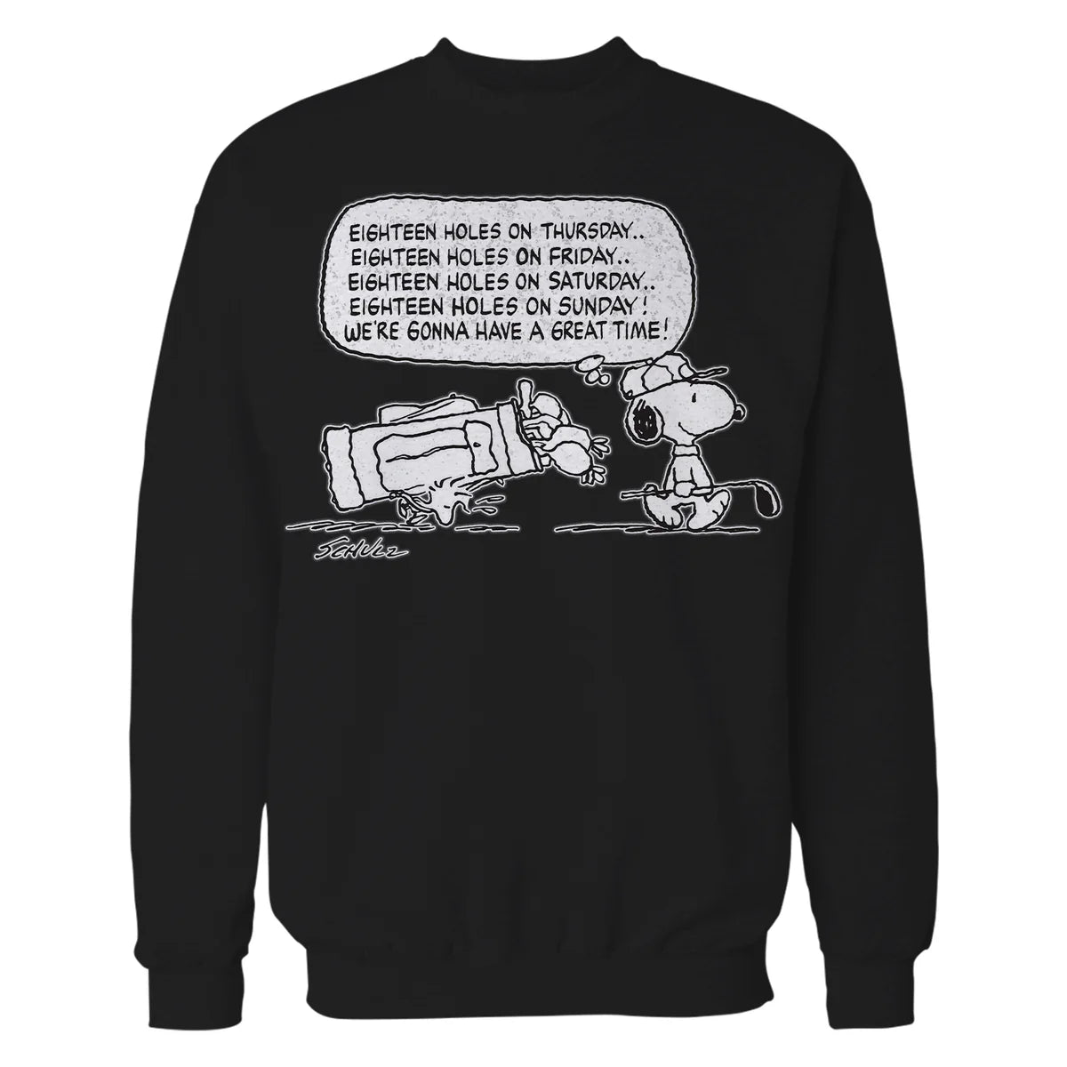 Peanuts Snoopy Woodstock Funny Golf Eighteen Holes Quote Retro Official Sweatshirt