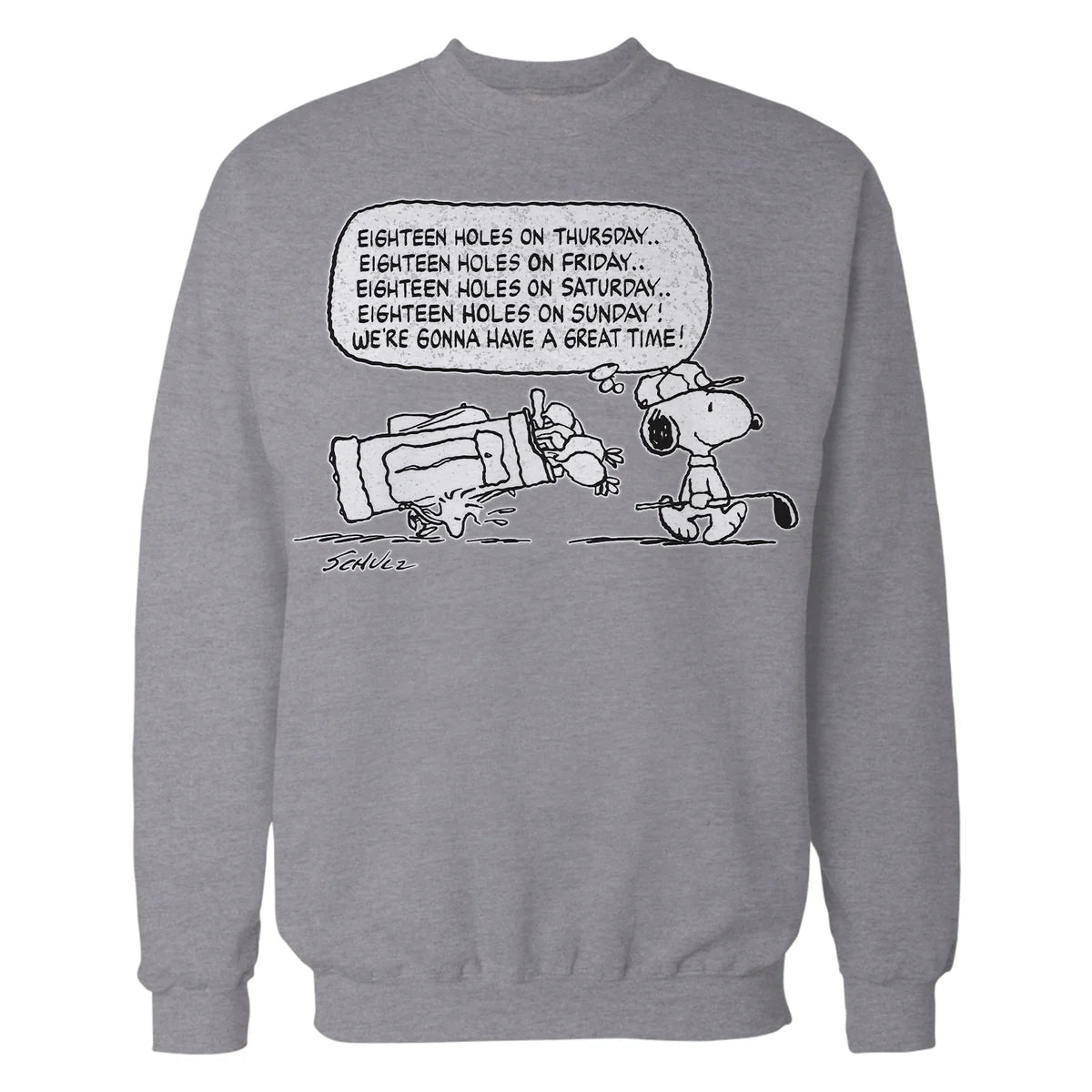 Peanuts Snoopy Woodstock Funny Golf Eighteen Holes Quote Retro Official Sweatshirt