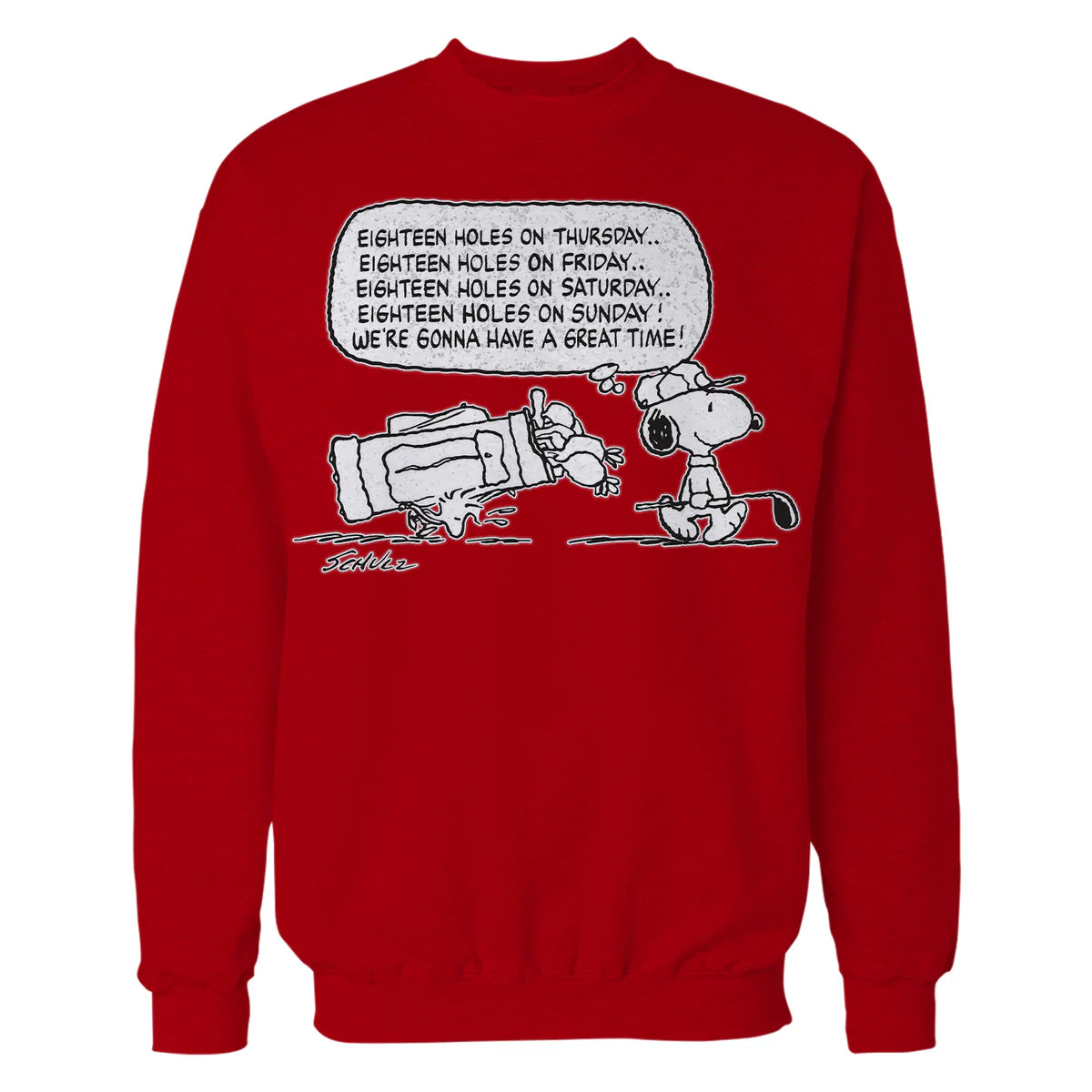 Peanuts Snoopy Woodstock Funny Golf Eighteen Holes Quote Retro Official Sweatshirt
