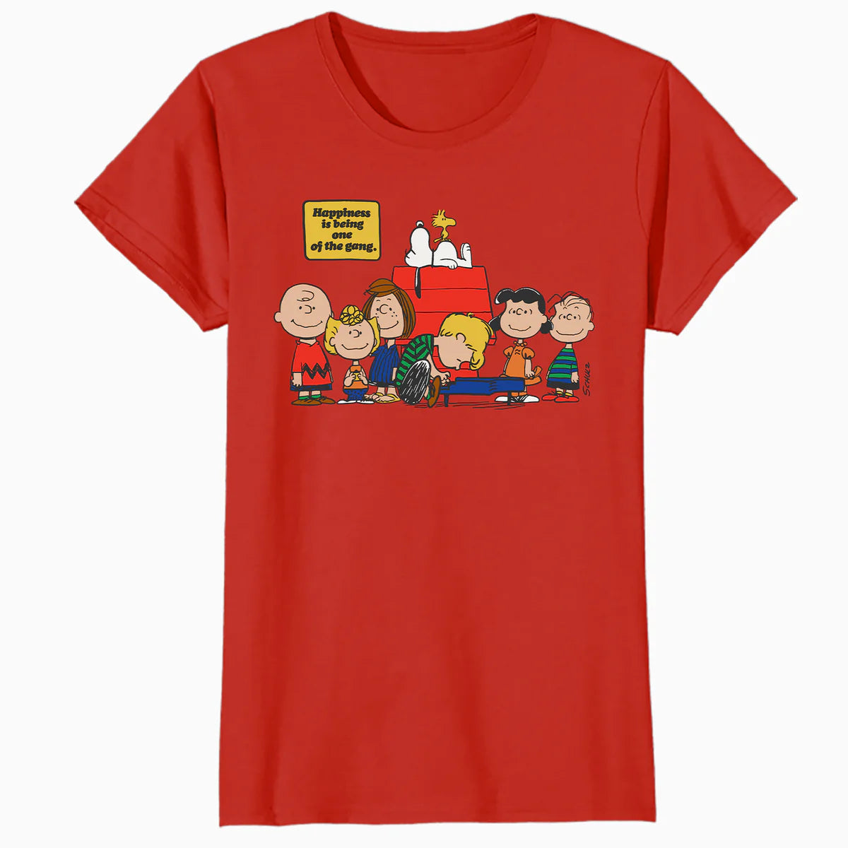 Peanuts Snoopy Woodstock Happy Gang Friends Friendship BFF Vintage Official Women's SKINNY FIT T-Shirt