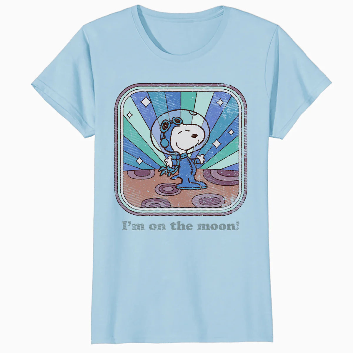 Peanuts Groovy Vibes Snoopy Astronaut Moon Vintage Space Official Women's SKINNY FIT T-Shirt