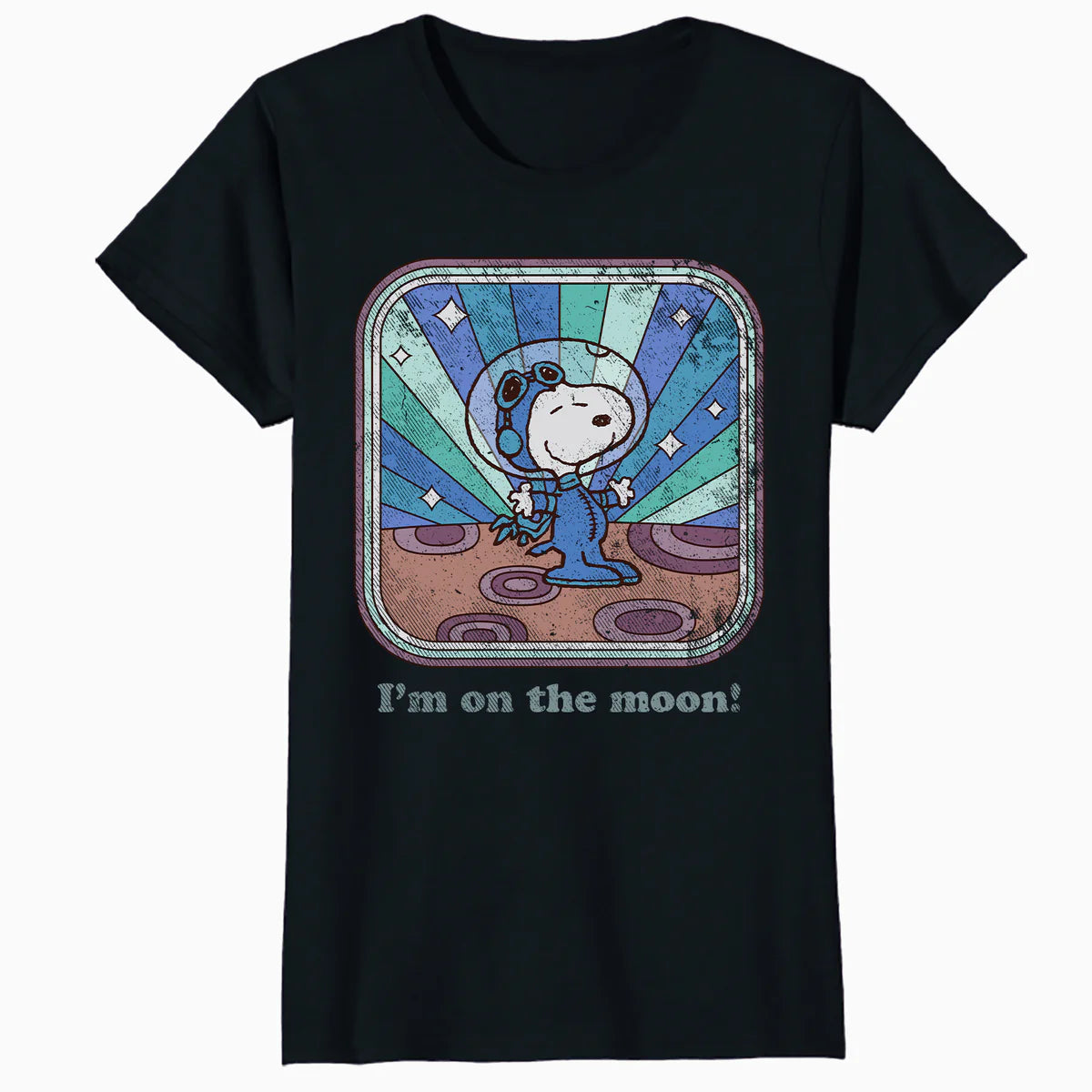 Peanuts Groovy Vibes Snoopy Astronaut Moon Vintage Space Official Women's SKINNY FIT T-Shirt