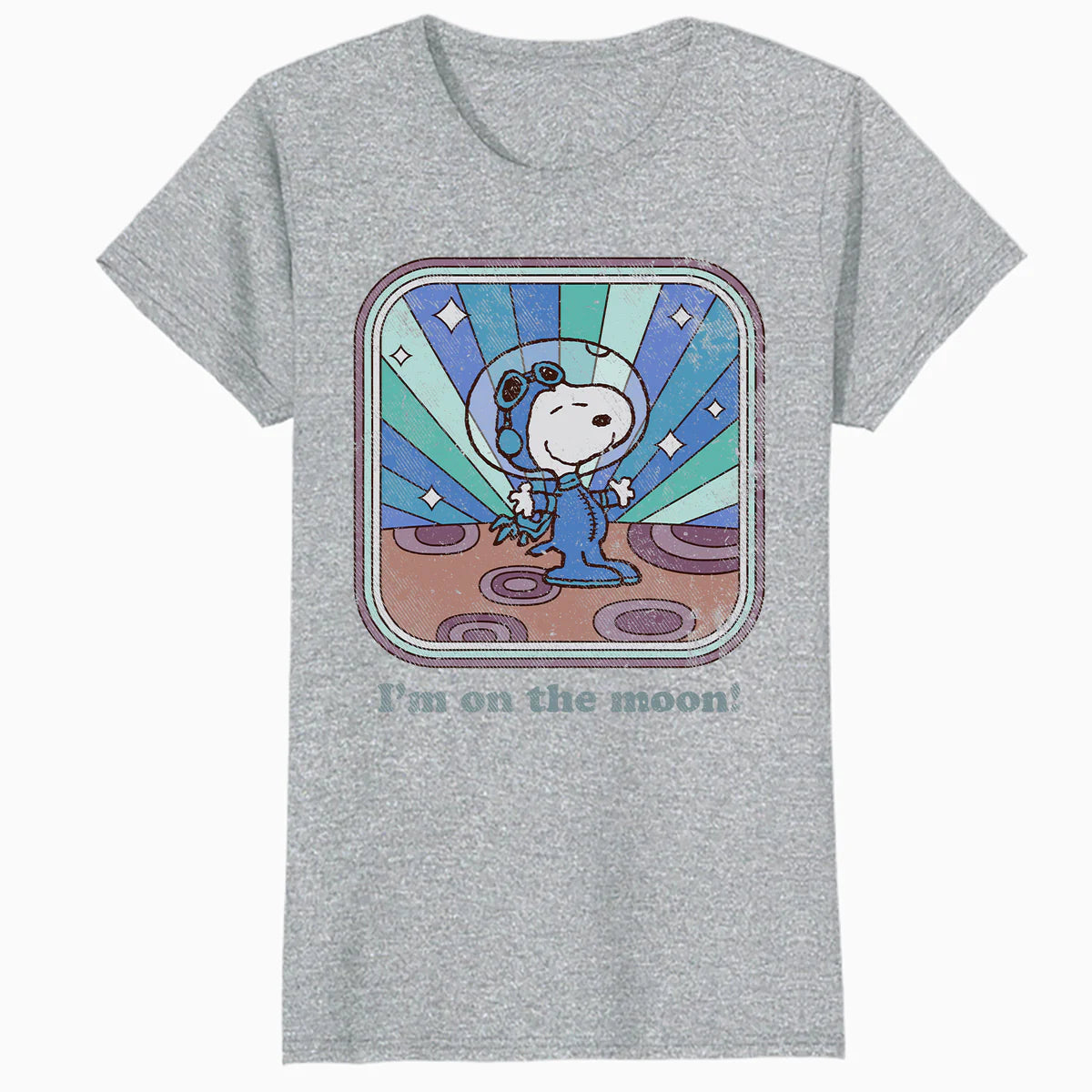 Peanuts Groovy Vibes Snoopy Astronaut Moon Vintage Space Official Women's SKINNY FIT T-Shirt