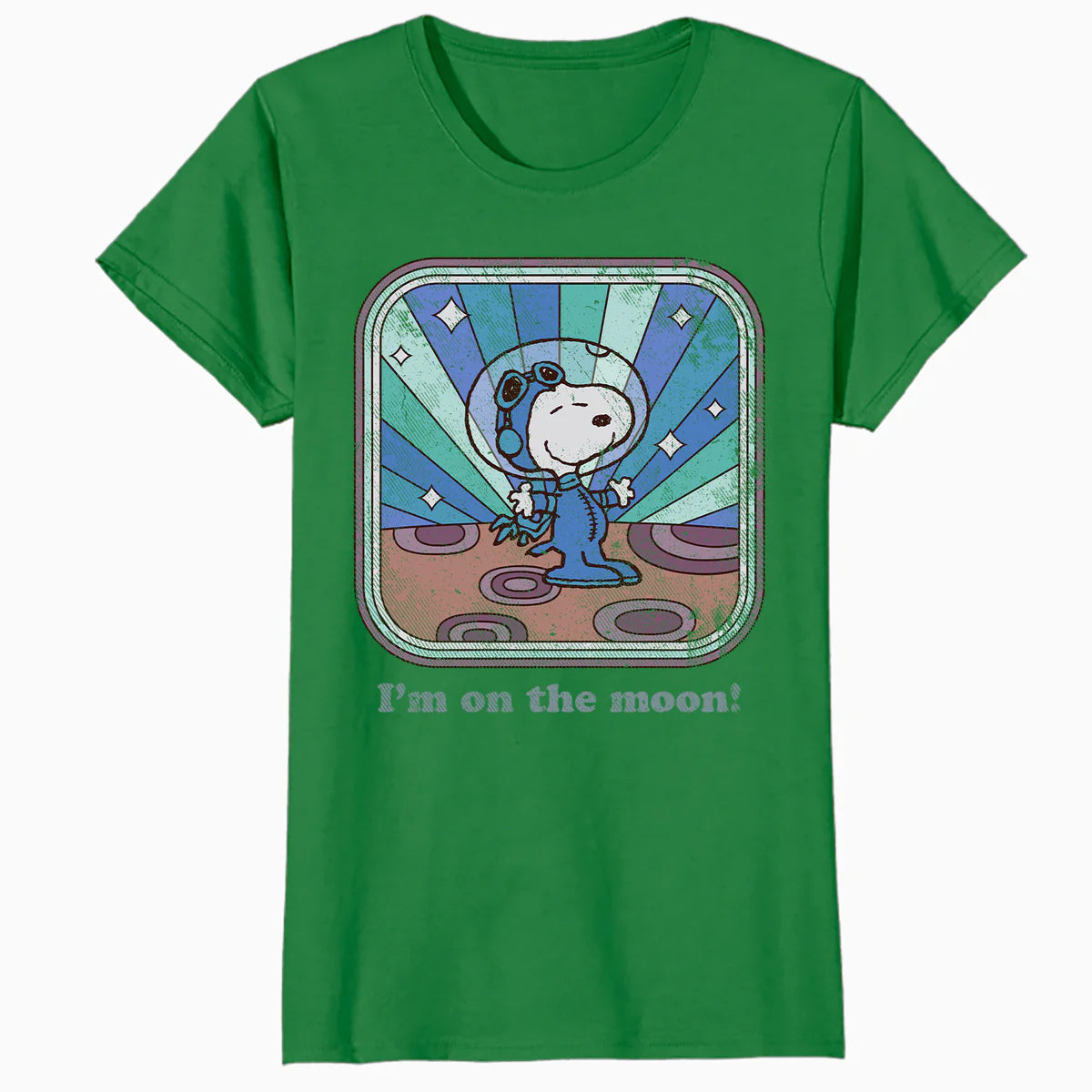 Peanuts Groovy Vibes Snoopy Astronaut Moon Vintage Space Official Women's SKINNY FIT T-Shirt