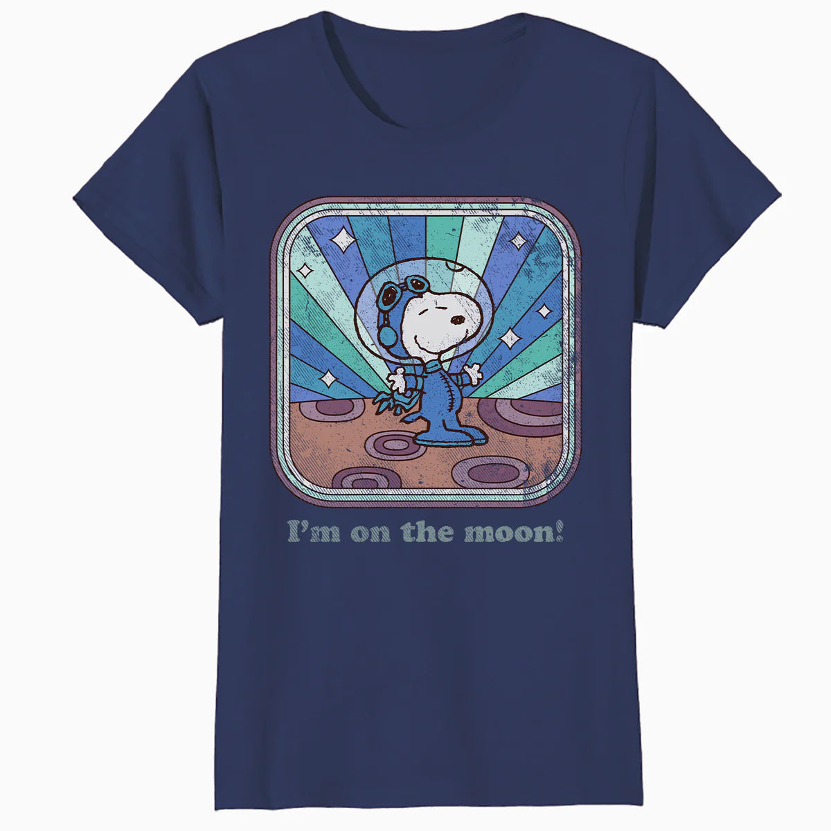 Peanuts Groovy Vibes Snoopy Astronaut Moon Vintage Space Official Women's SKINNY FIT T-Shirt