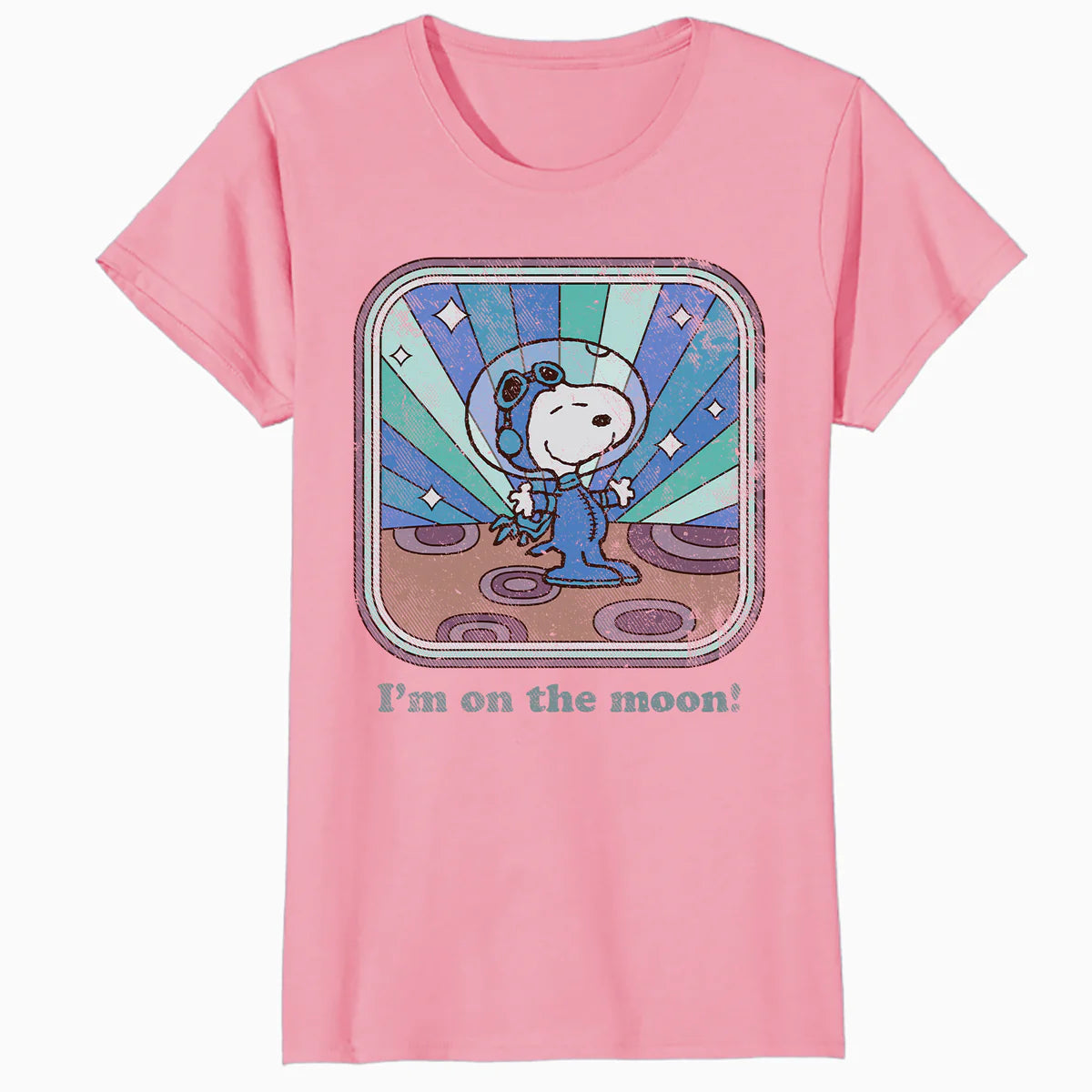 Peanuts Groovy Vibes Snoopy Astronaut Moon Vintage Space Official Women's SKINNY FIT T-Shirt