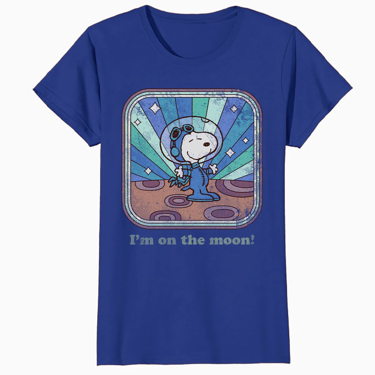 Peanuts Groovy Vibes Snoopy Astronaut Moon Vintage Space Official Women's SKINNY FIT T-Shirt