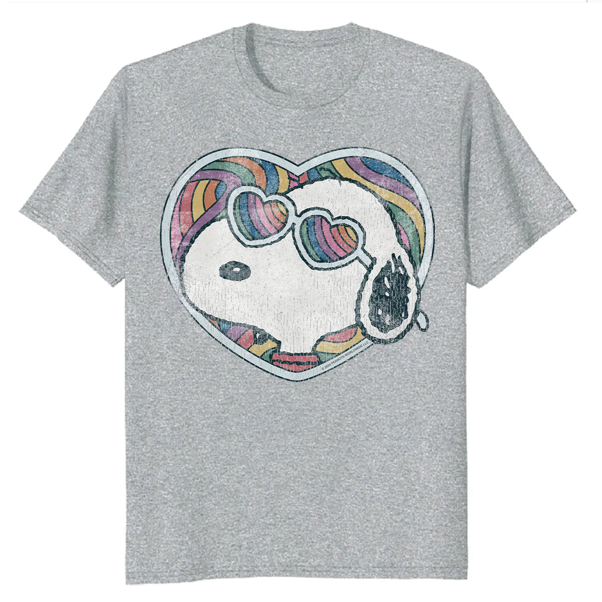 Peanuts Groovy Vibes Snoopy Love Heart Shades Retro Festival Official Men's T-Shirt