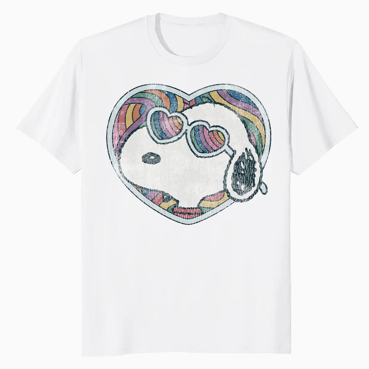 Peanuts Groovy Vibes Snoopy Love Heart Shades Retro Festival Official Men's T-Shirt