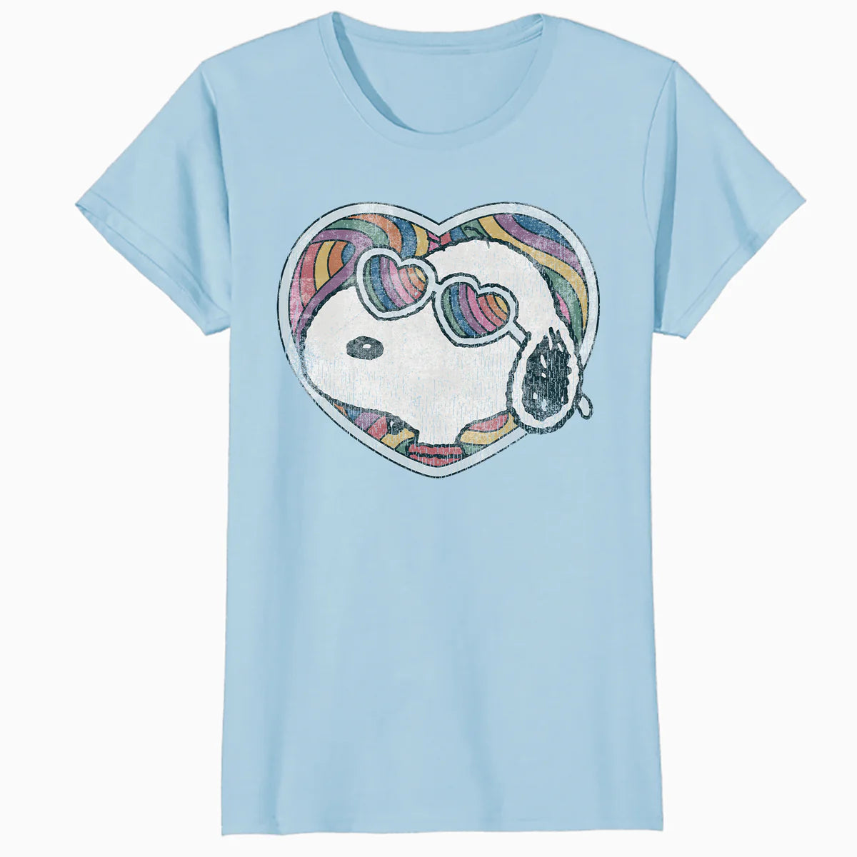 Peanuts Groovy Vibes Snoopy Love Heart Shades Retro Festival Official Women's SKINNY FIT T-Shirt