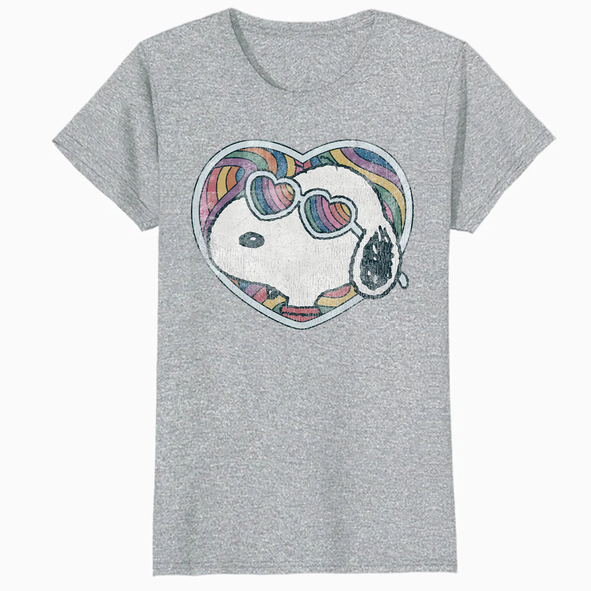 Peanuts Groovy Vibes Snoopy Love Heart Shades Retro Festival Official Women's SKINNY FIT T-Shirt