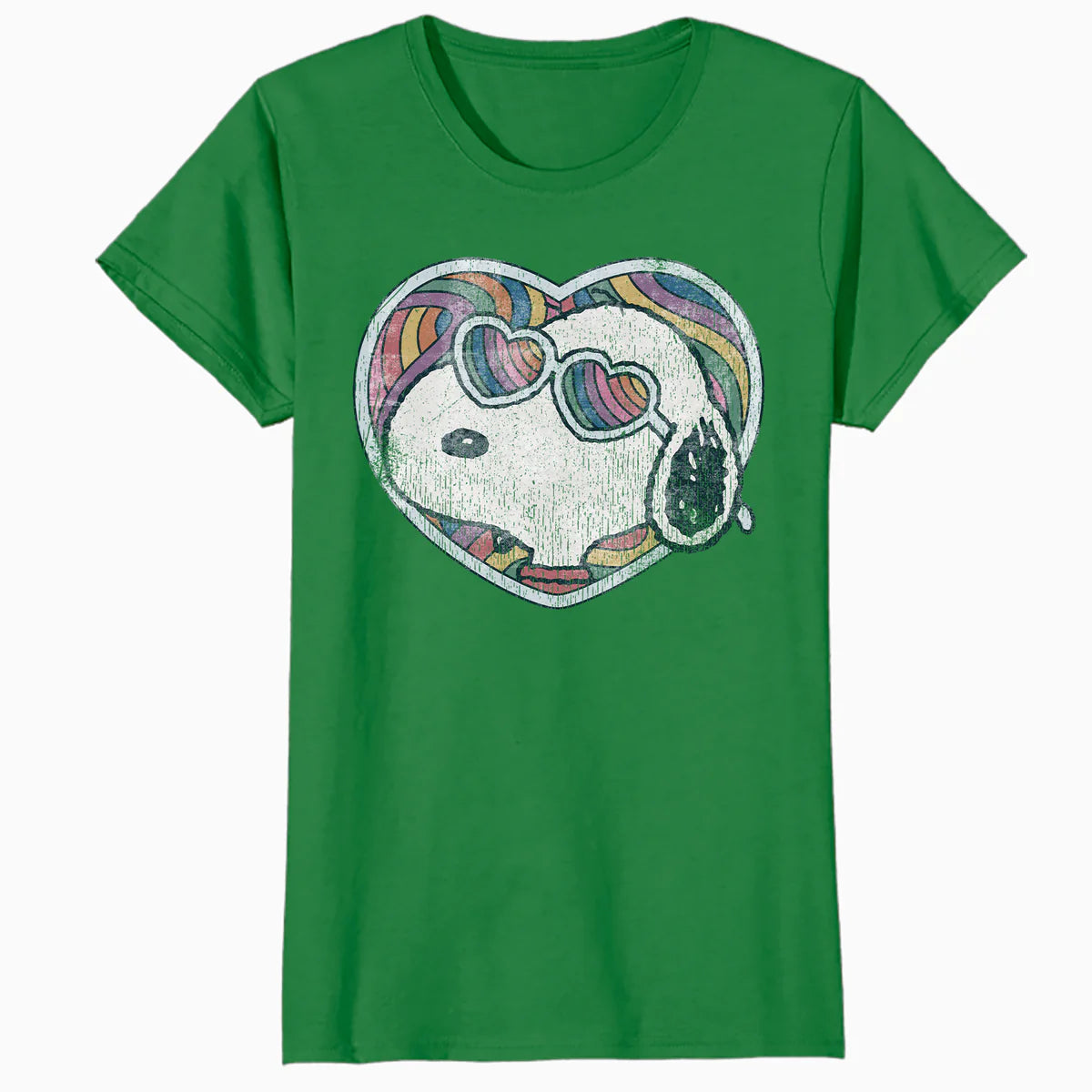 Peanuts Groovy Vibes Snoopy Love Heart Shades Retro Festival Official Women's SKINNY FIT T-Shirt