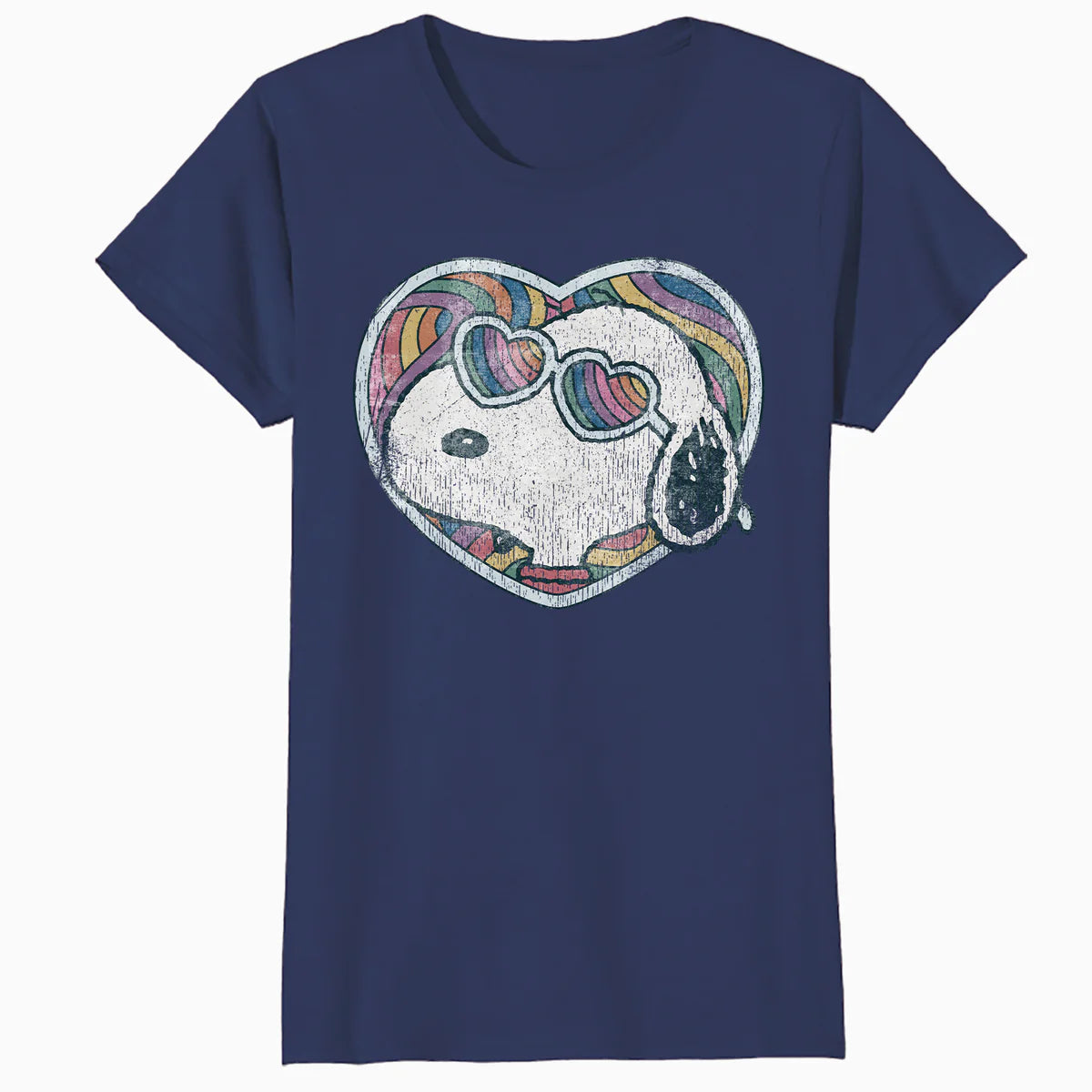 Peanuts Groovy Vibes Snoopy Love Heart Shades Retro Festival Official Women's SKINNY FIT T-Shirt