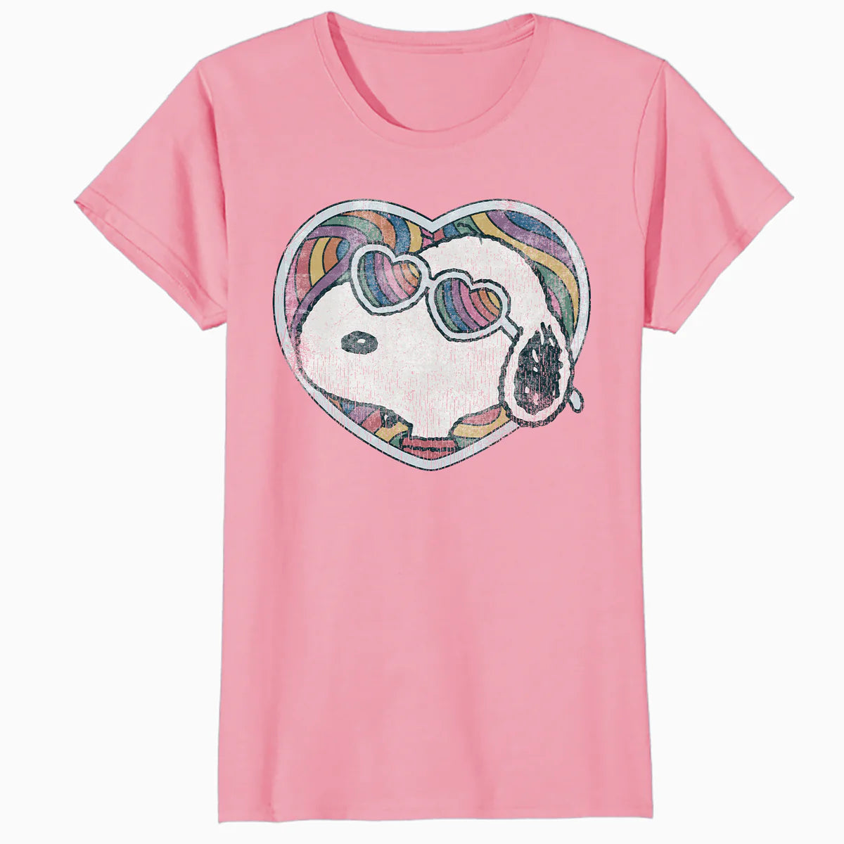 Peanuts Groovy Vibes Snoopy Love Heart Shades Retro Festival Official Women's SKINNY FIT T-Shirt