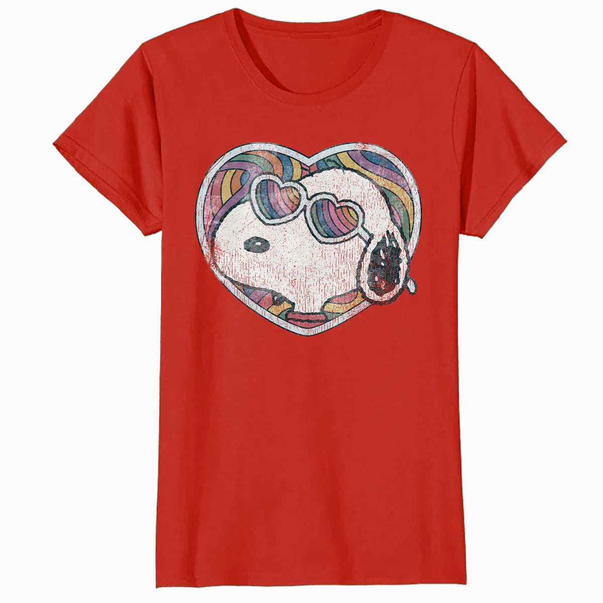 Peanuts Groovy Vibes Snoopy Love Heart Shades Retro Festival Official Women's SKINNY FIT T-Shirt